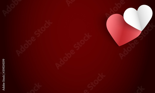 Carte invitation célébration Saint valentin - valentine's day - avec coeur rose et blanc sur fond rouge dégradé