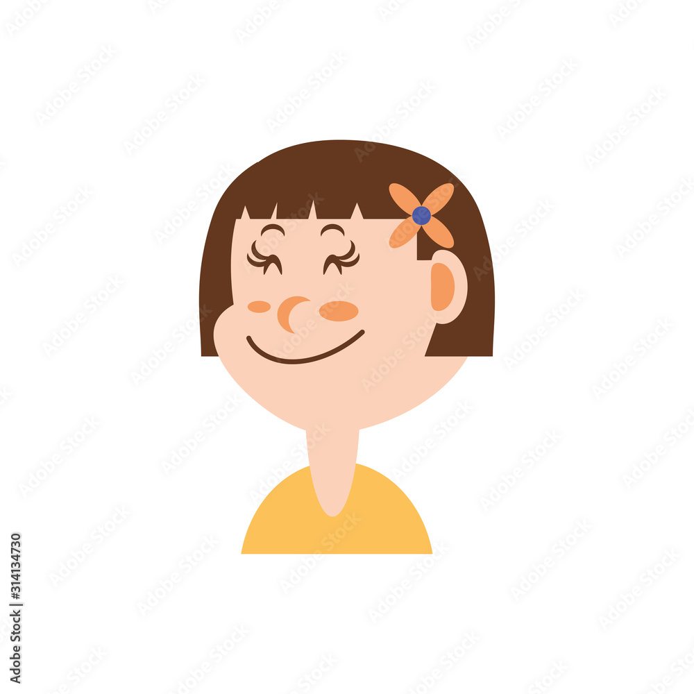 Isolated girl cartoon with brown hair vector design