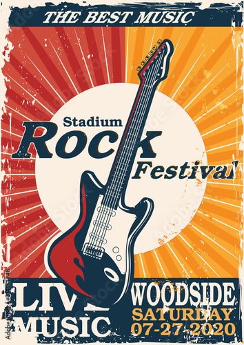 ROCK music background with guitar