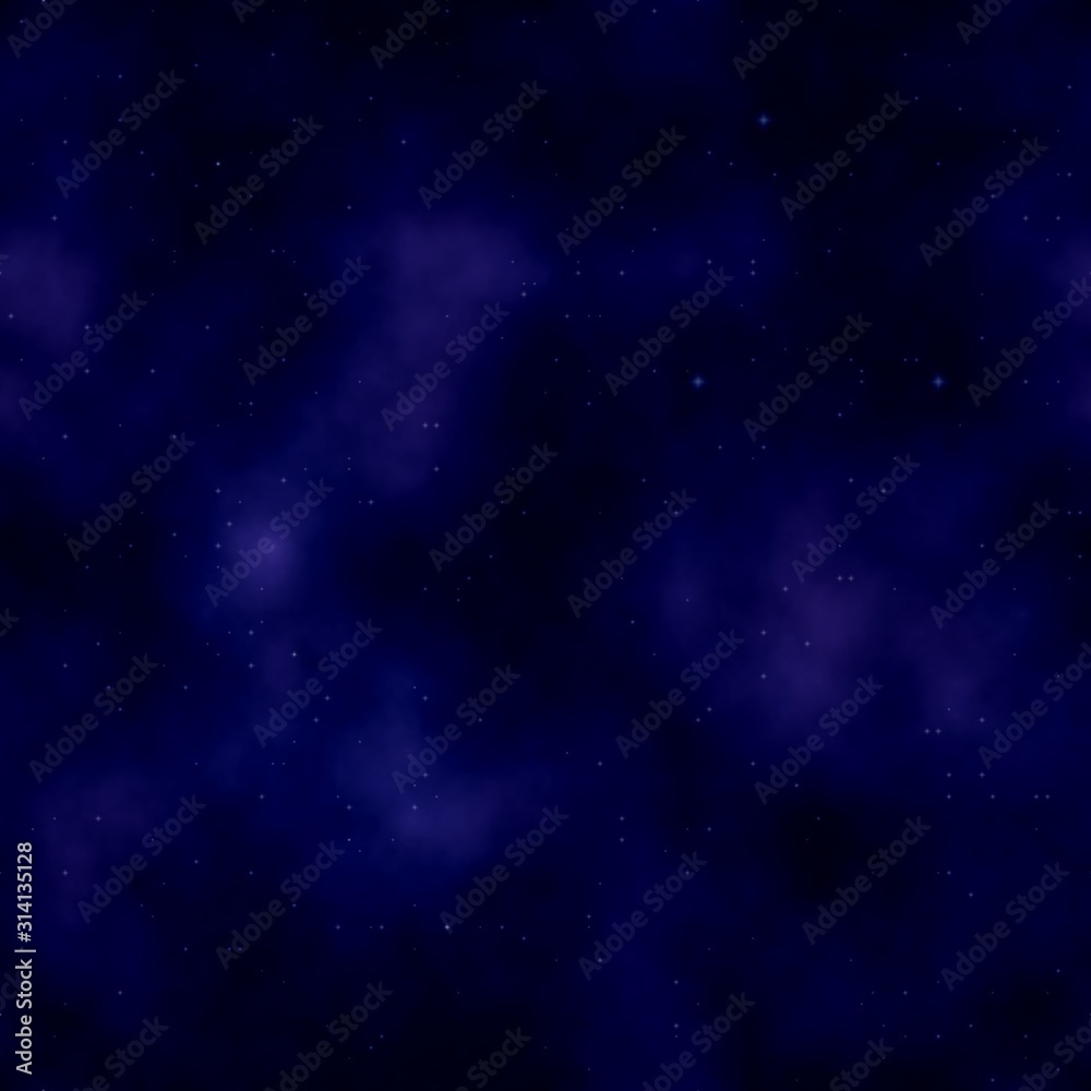 Background with seamless field of stars texture. Colors: outer space, black, midnight blue, violet (purple), eggplant.