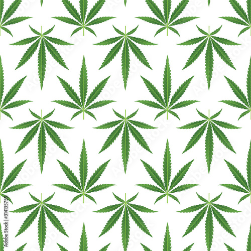 Cannabis leaves seamless background. Hemp leaves endless pattern. Marijuana seamless texture. Part of set.