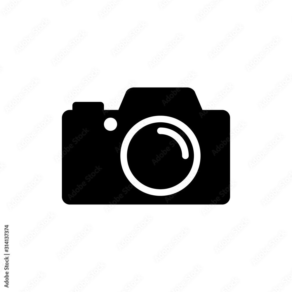 Photo camera flat sign icon vector illustration.