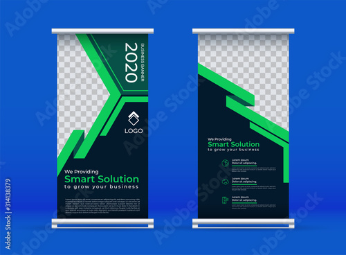 green vertical banner or roll up banner template