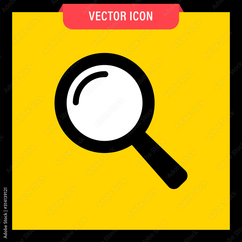 Search and zoom icon. Magnifying glass pictogram. Magnifier lupe.