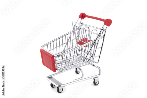 Shopping Cart isolated white background. Shopping stores to buy goods.