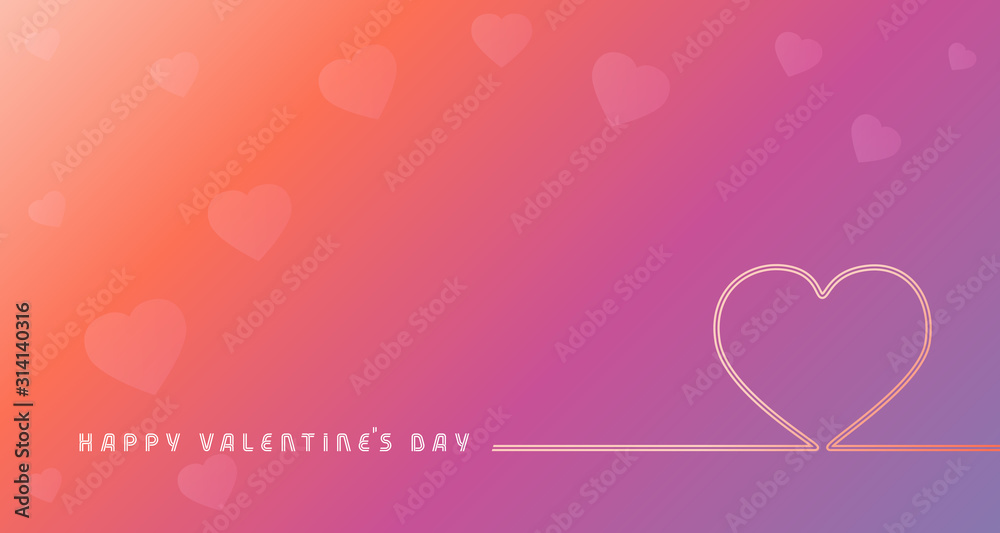 Happy Valentines Day heart in lines design. Valentines Day greeting background template with typography text happy valentine`s day and pink hearts on background. Vector illustration for sale discount