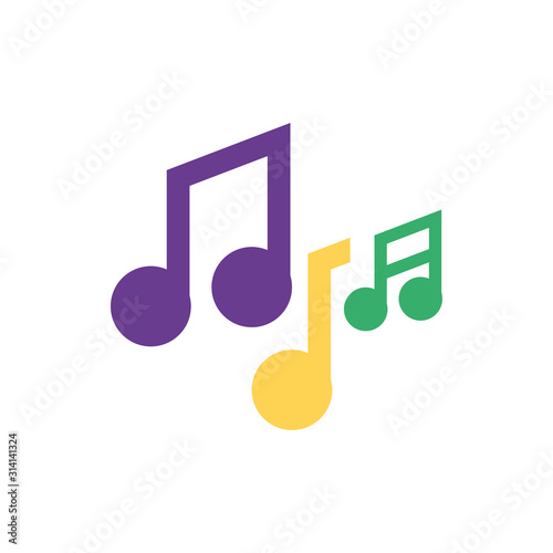 Isolated mardi gras music notes vector design