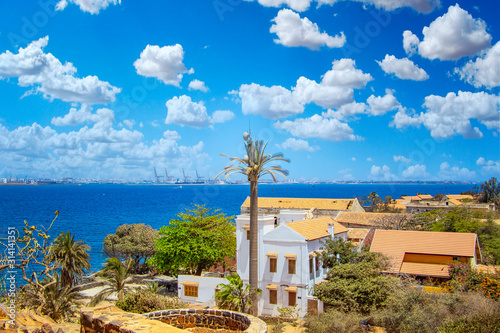 View to historic city at the island in Africa. It is small Goree island near Dakar, Senegal. It was was the largest slave trade center on the African coast.