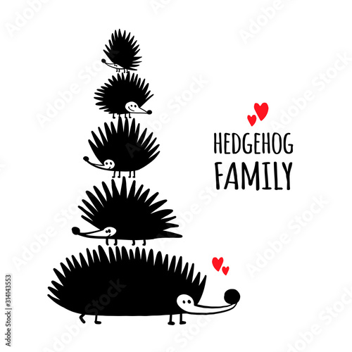 Funny hedgehog, black silhouette for your design