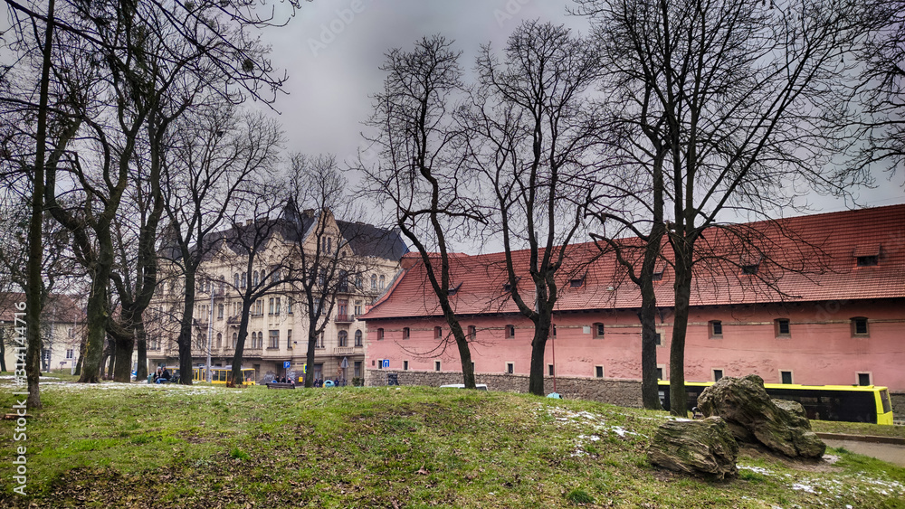 Lviv old city architecture with cloudy weather in the winter season Lviv old city architecture with cloudy weather in the winter season