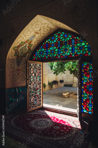 Traditional mosque in Iran city of Shiraz also known as Pink Mosque