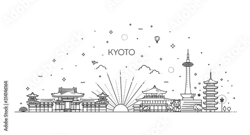 Kyoto vacation icons set. Vector icons set