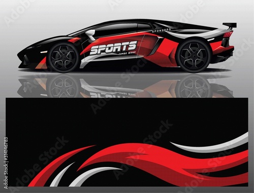 sport car decal wrap design vector