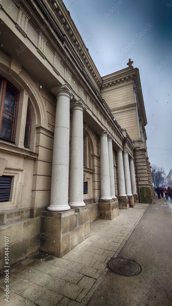 Lviv old city architecture with cloudy weather in the winter season Lviv old city architecture with cloudy weather in the winter season
