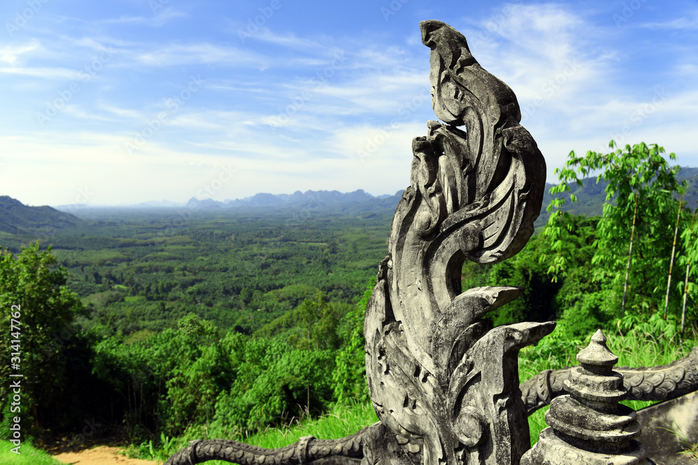 Φωτογραφία panorama view from Wat Bang Riang temple in the jungle of Phang Nga province Tha