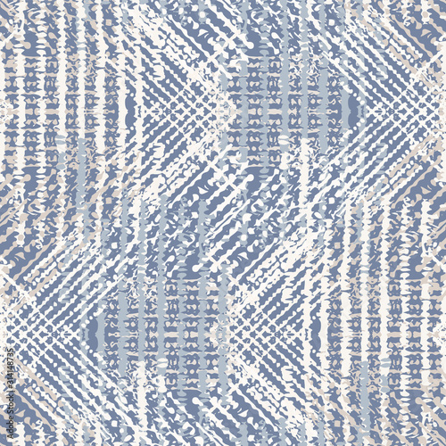 Grey french linen vector texture seamless pattern. Brush stroke grunge ornamental woven abstract background. Country farmhouse style textile. Irregular distressed marks all over print in gray blue.