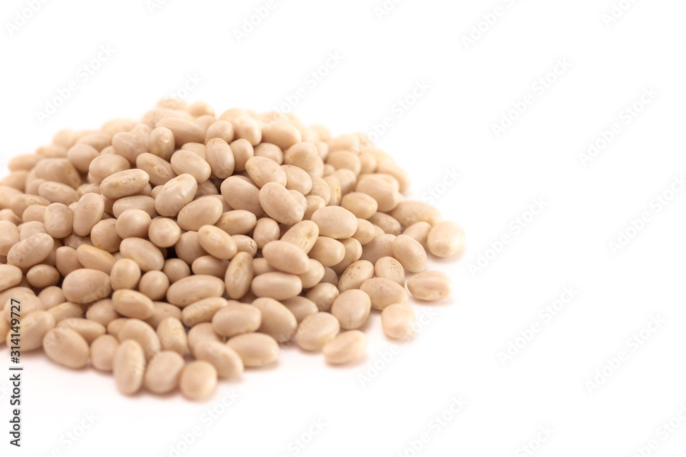 Pile of Dry Navy Beans Isolated on a White Background Pile of Dry Navy Beans Isolated on a White Background