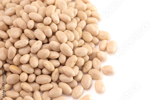 Pile of Dry Navy Beans Isolated on a White Background