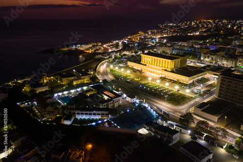 Night aerial view of Praia city in Santiago in Cape Verde Islands (Cabo Verde)
