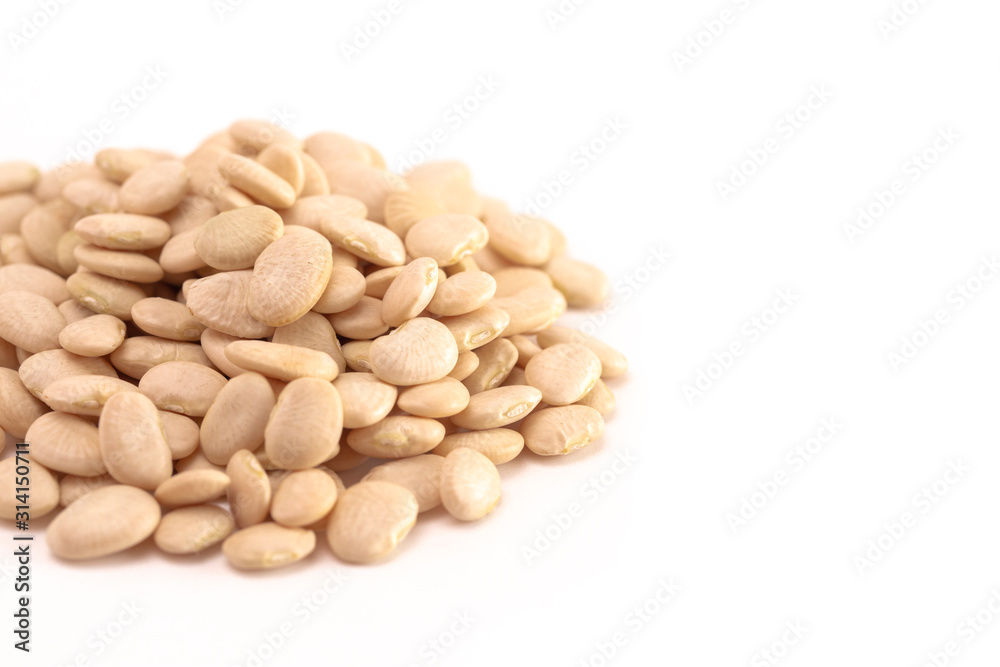 Pile of Baby Lima Beans or Butter Beans Isolated on a White Background Pile of Baby Lima Beans or Butter Beans Isolated on a White Background