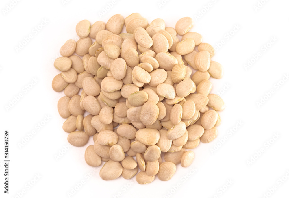 Pile of Baby Lima Beans or Butter Beans Isolated on a White Background Pile of Baby Lima Beans or Butter Beans Isolated on a White Background