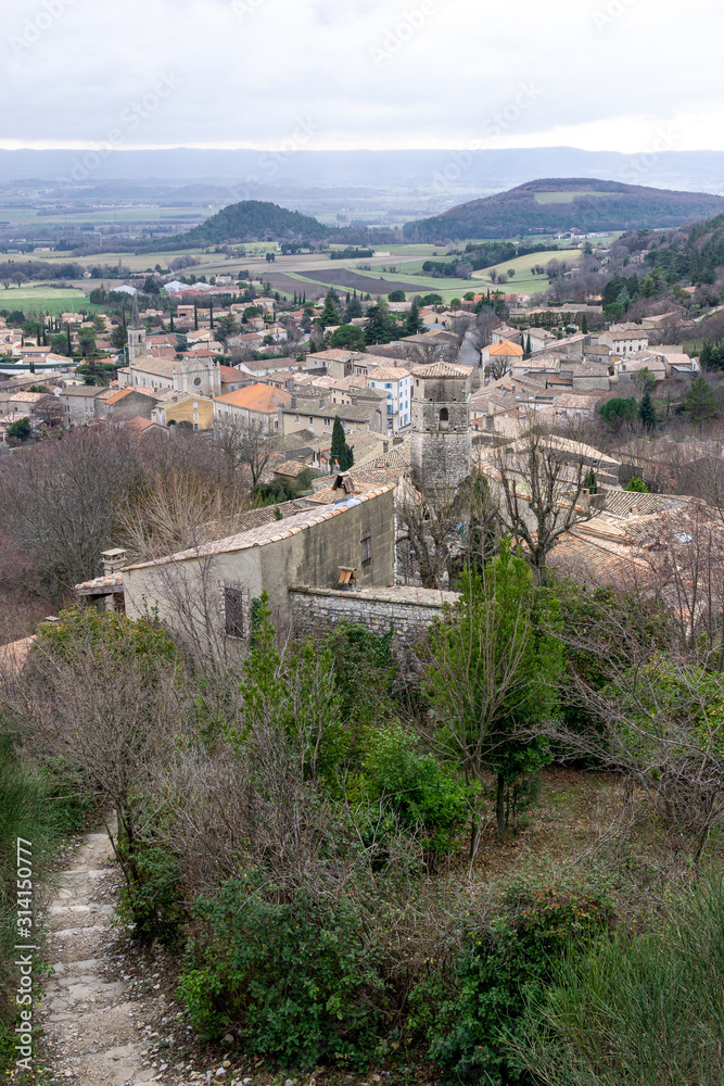 View of Marsanne village in Drome France. Wine region of cote du Rhone