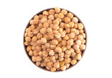 Bowl of Dry Chickpeas Isolated on a White Background