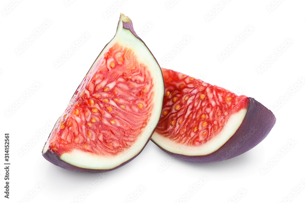 Fresh fig slices fruit isolated on white background Fresh fig slices fruit isolated on white background
