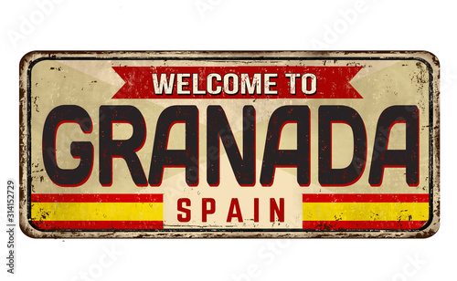 Welcome to Granada vintage rusty metal sign