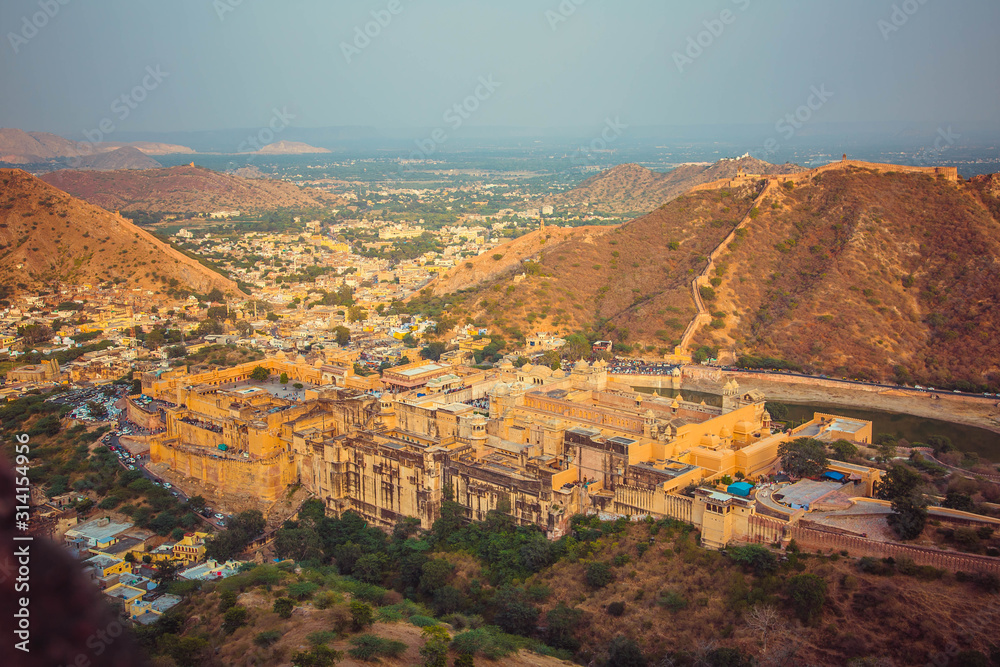 Fototapeta premium aerial view from Jaigarh fort in Jaipur, India