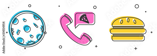 Set Pizza, Food ordering pizza and Burger icon. Vector