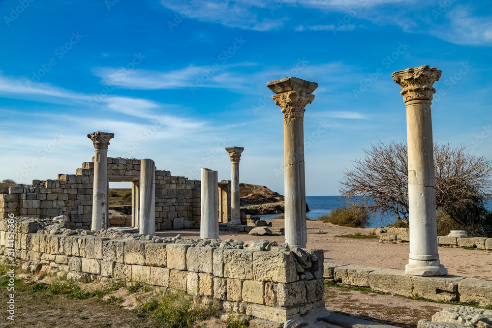 Ruins of the ancient city of Tauric Chersonesus.Crimea.