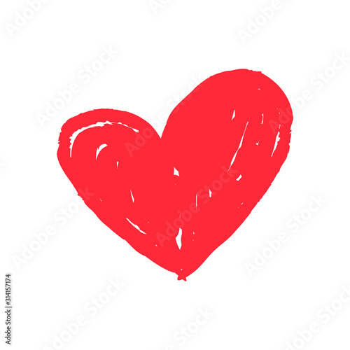 Heart doodle, valentine's day love symbol. Hand drawn illustration.