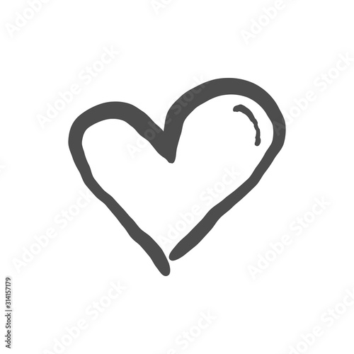 Heart doodle, valentine's day love symbol. Hand drawn illustration.