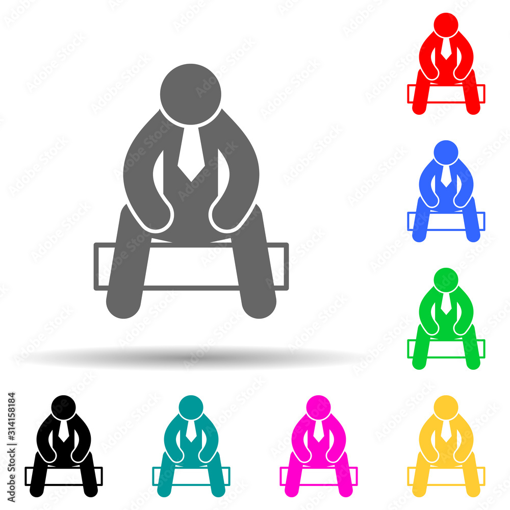 Businessman, depress, give up multi color style icon. Simple glyph, flat vector of businessmen icons for ui and ux, website or mobile application Businessman, depress, give up multi color style icon. Simple glyph, flat vector of businessmen icons for ui and ux, website or mobile application