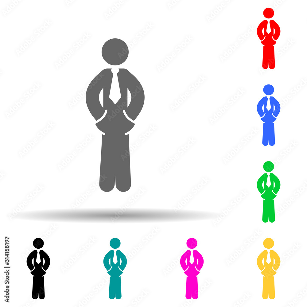 Businessman, hand, inside, pocket multi color style icon. Simple glyph, flat vector of businessmen icons for ui and ux, website or mobile application Businessman, hand, inside, pocket multi color style icon. Simple glyph, flat vector of businessmen icons for ui and ux, website or mobile application