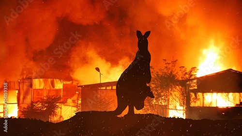 Kangaroo On Hill Caught In The Austalian Wildfire