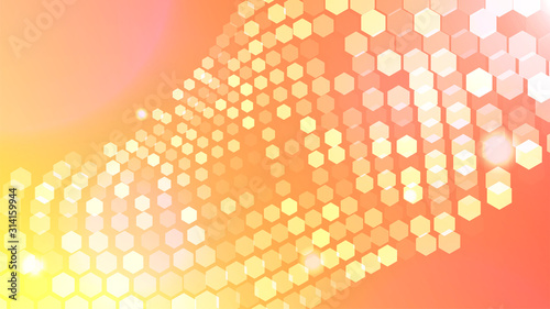 Hexagon abstract gradient backround. Random Hexagon shapes. Futuristic sci-fi look. Modern style backdrop. Organic formula or chemistry backdrop. Cover, banner template. Stock vector illustration