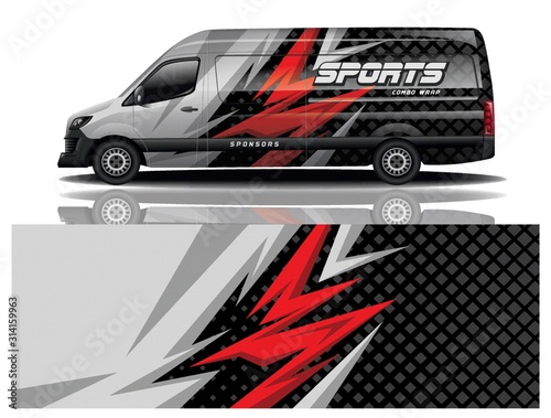 van car decal wrap design vector