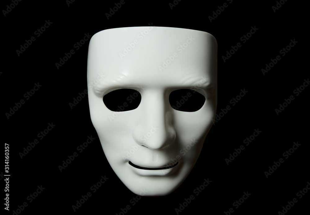 White mask in different light and perspectives. Stock Photo