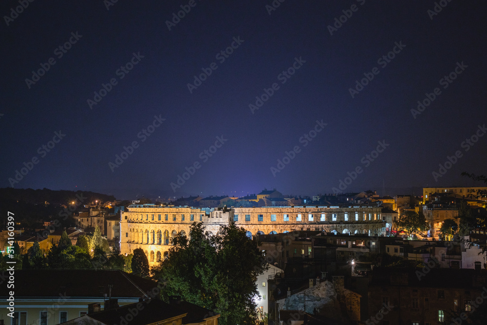 Magnificant Coloseum in Pula in Croatia, during night time Magnificant Coloseum in Pula in Croatia, during night time