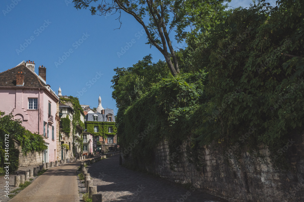 Path leading to buildings in Montmartre, Paris, France