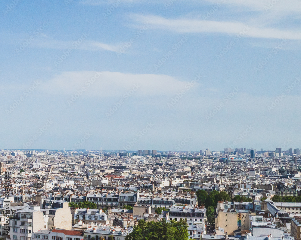 View of city from Montmartre, Paris, France
