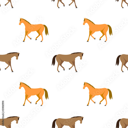 Horse seamless pattern design. Use it for print poster or package, equestrian cloth design. Vector illustration.