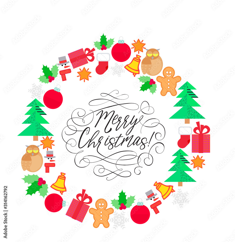 Christmas and New Year calligraphy lettering poster design. Vector illustration. Christmas and New Year calligraphy lettering poster design. Vector illustration.