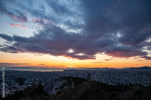 landscape of Athens at sunset, Greece © Giuma
