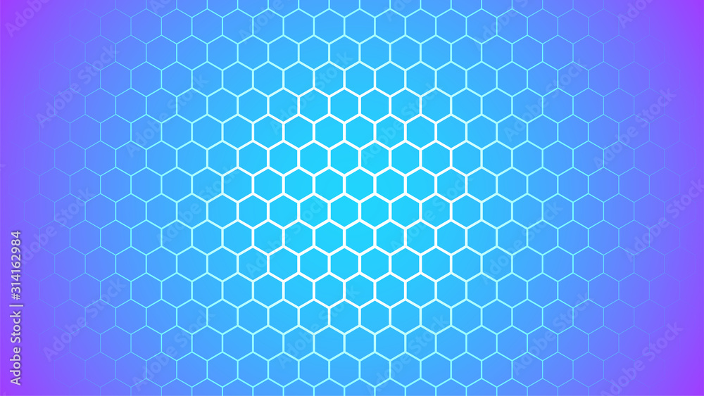 Hexagon abstract gradient backround. Honeycomb pattern. Futuristic sci-fi style. Modern look. Many Hexagon shapes in order. Banner, wallpaper, cover, poster flyer template. Stock vector illustration Hexagon abstract gradient backround. Honeycomb pattern. Futuristic sci-fi style. Modern look. Many Hexagon shapes in order. Banner, wallpaper, cover, poster flyer template. Stock vector illustration