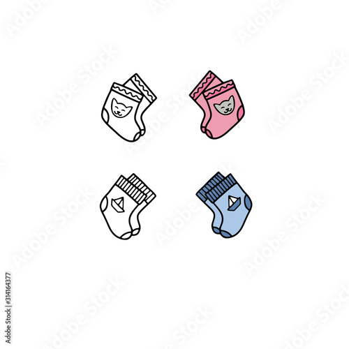 Children s socks  vector illustration. Bright isolated flat thing on a white background. For decorating books  postcards and other design.