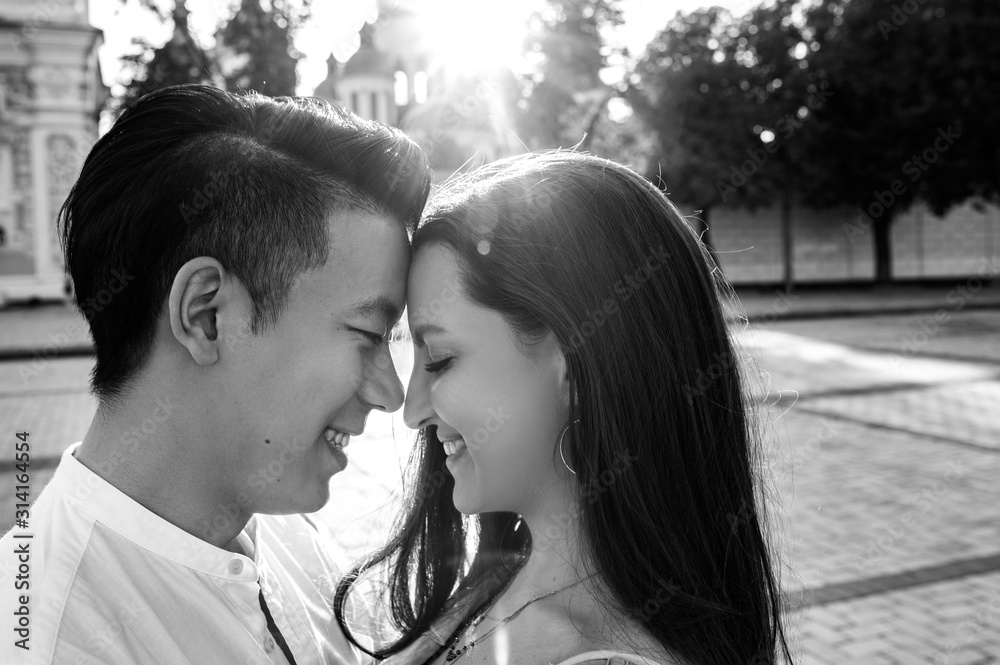 Sensual black and white photo of a couple in love. Close-up Sensual black and white photo of a couple in love. Close-up