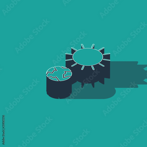 Isometric Solstice icon isolated on green background. Vector Illustration